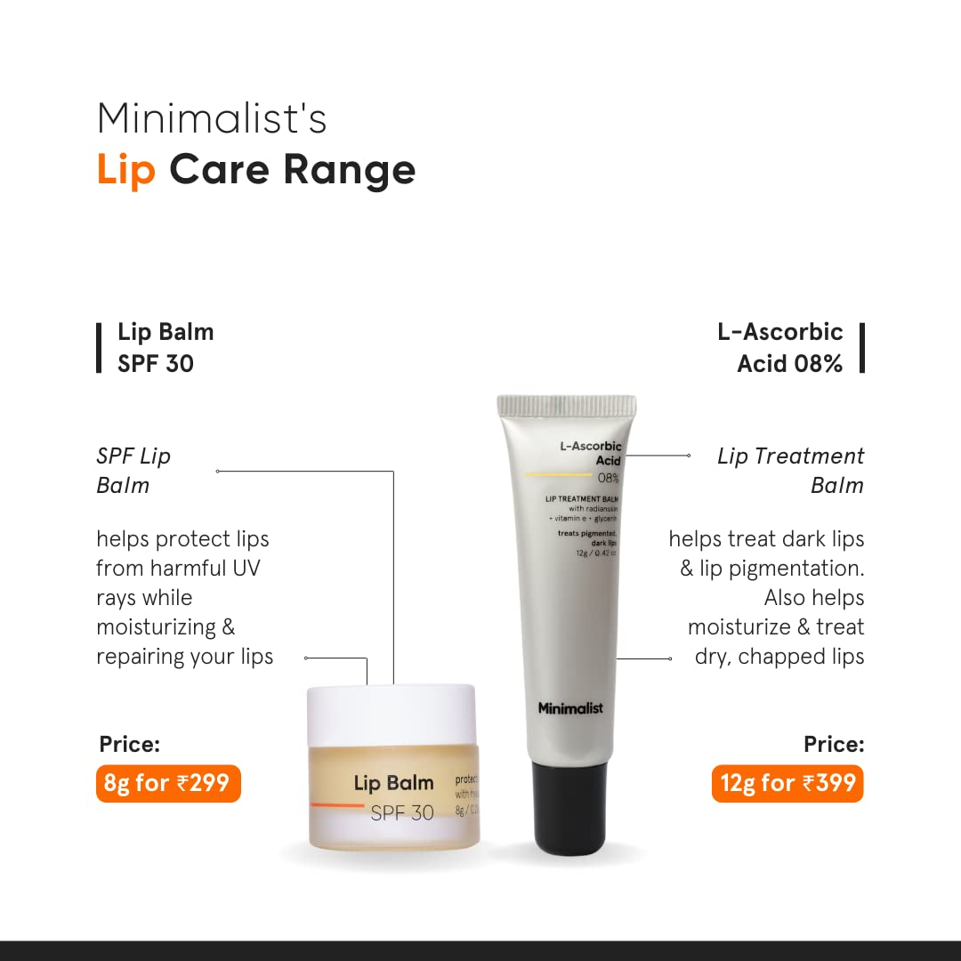 Minimalist Lip Brightening & Hydrating Lip Balm with Vitamin C, Vitamin E, Radianskin & Glycerine | For Women & Men | For Smoker Lips | 0.42 Oz / 12 gm