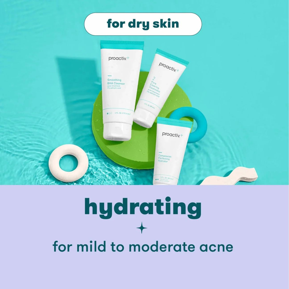 Proactiv+ 3‑Step Acne Treatment System, 30‑Day Kit – Salicylic Acid Cleanser, Toner & Treatment Cream – Hydrating Paraben-Free Formula for Dryer Skin