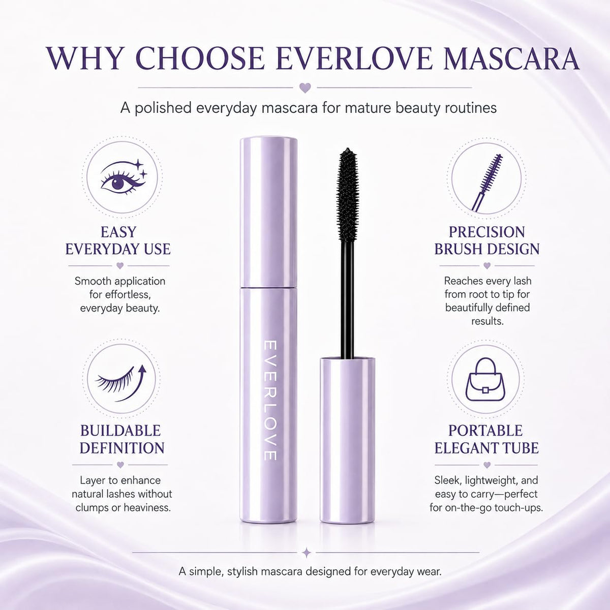 Everlove Mascara,Everlove Mascara for Older Women,Smooth Brush Application