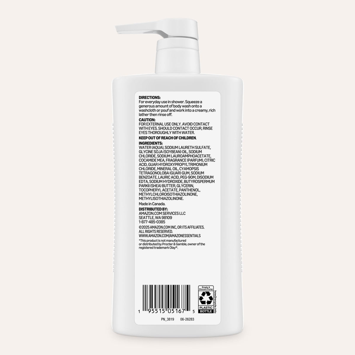 Amazon Essentials Total Moisturizing Body Wash, Shea Butter Moisture Complex, 33.8 fl oz