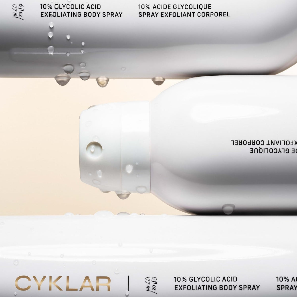 Cyklar Glycolic Acid Exfoliating Body Spray – 10% AHA Toner for Face & Body. Skin-Smoothing Spray with Peptides & Enzymes – Fragrance-Free, 6 fl oz