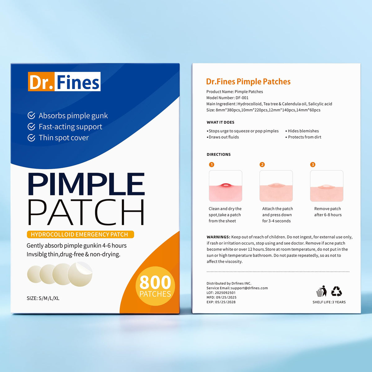 Dr.fines 800 Counts Pimple Patches - Hydrocolloid Acne Patches for face