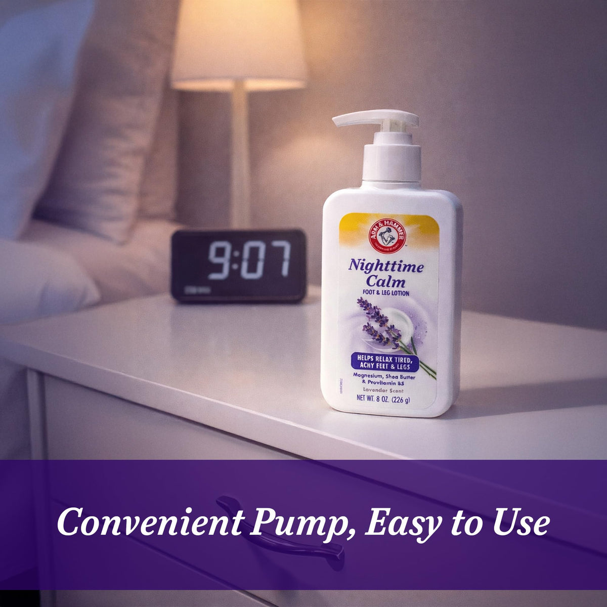 Arm & Hammer Nighttime Calm Foot & Leg Lotion, Lavender, 8 oz
