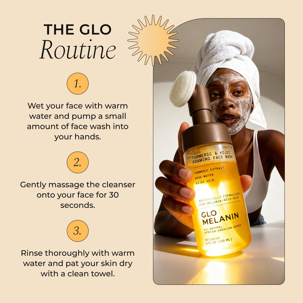Glo Melanin Turmeric & Kojic Foaming Face Wash - 120ml