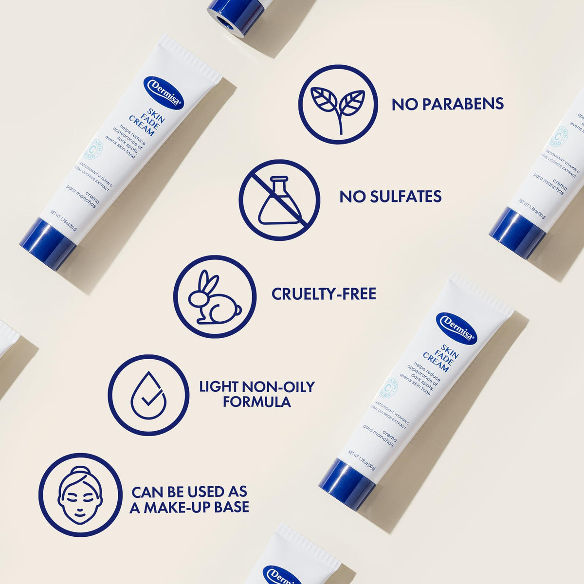 Dermisa Skin Fade Cream with Vitamin C, Licorice and Emblica - Dark Spot Corrector and Face Moisturizer for Sun Spots, Age Spots and Freckles - 1.78 Oz, Pack of 1