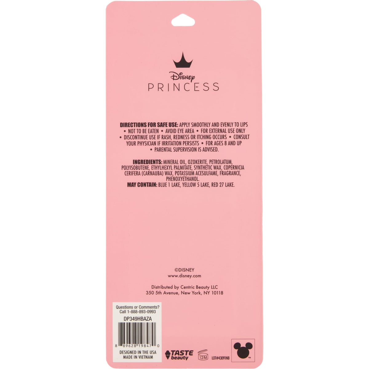 Disney Princess 10 Flavored Lip Balms | Coconut, Strawberry, Vanilla, Peach, Raspberry, Grape, Peppermint, Lemon, & Blueberry | Cruelty Free