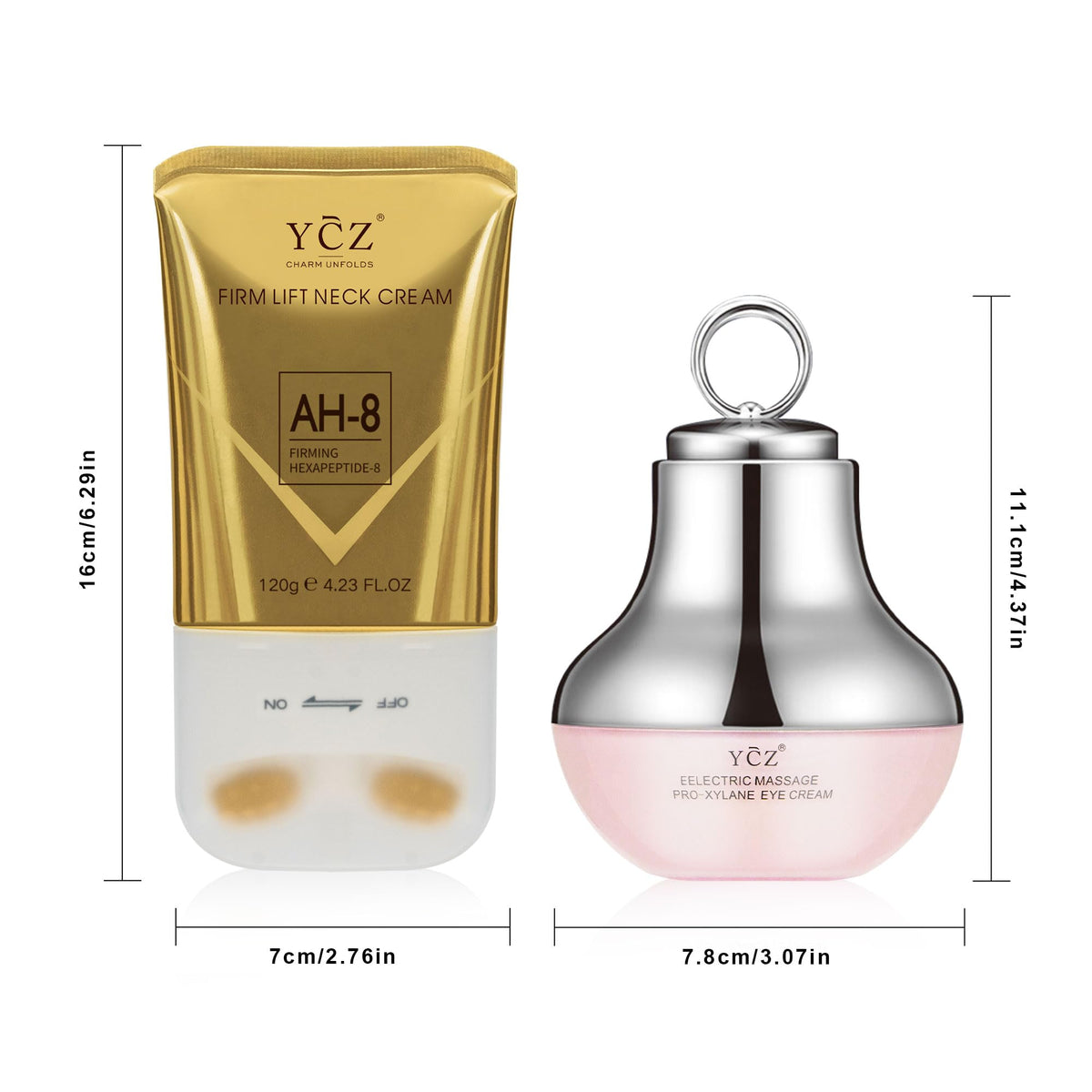 Ycz AH-8 Neck Firming Cream and Red-Glow Electric Eye Cream Set, 5.99 Fl Oz