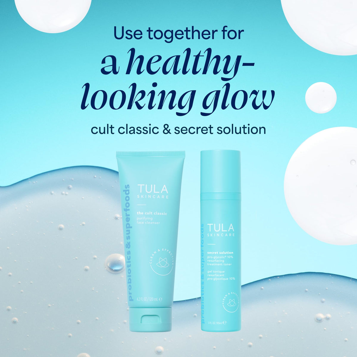 TULA Skin Care Secret Solution Pro-Glycolic 10% pH Resurfacing Toner - Face Toner to Gently Exfoliate and Hydrate Skin, with Proprietary Blend of prebiotics and Glycolic Acid, 2.7 oz.
