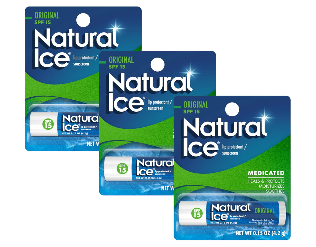 Mentholatum Natural Ice Lip Balm Original SPF 15 1 Each ( Pack of 3)