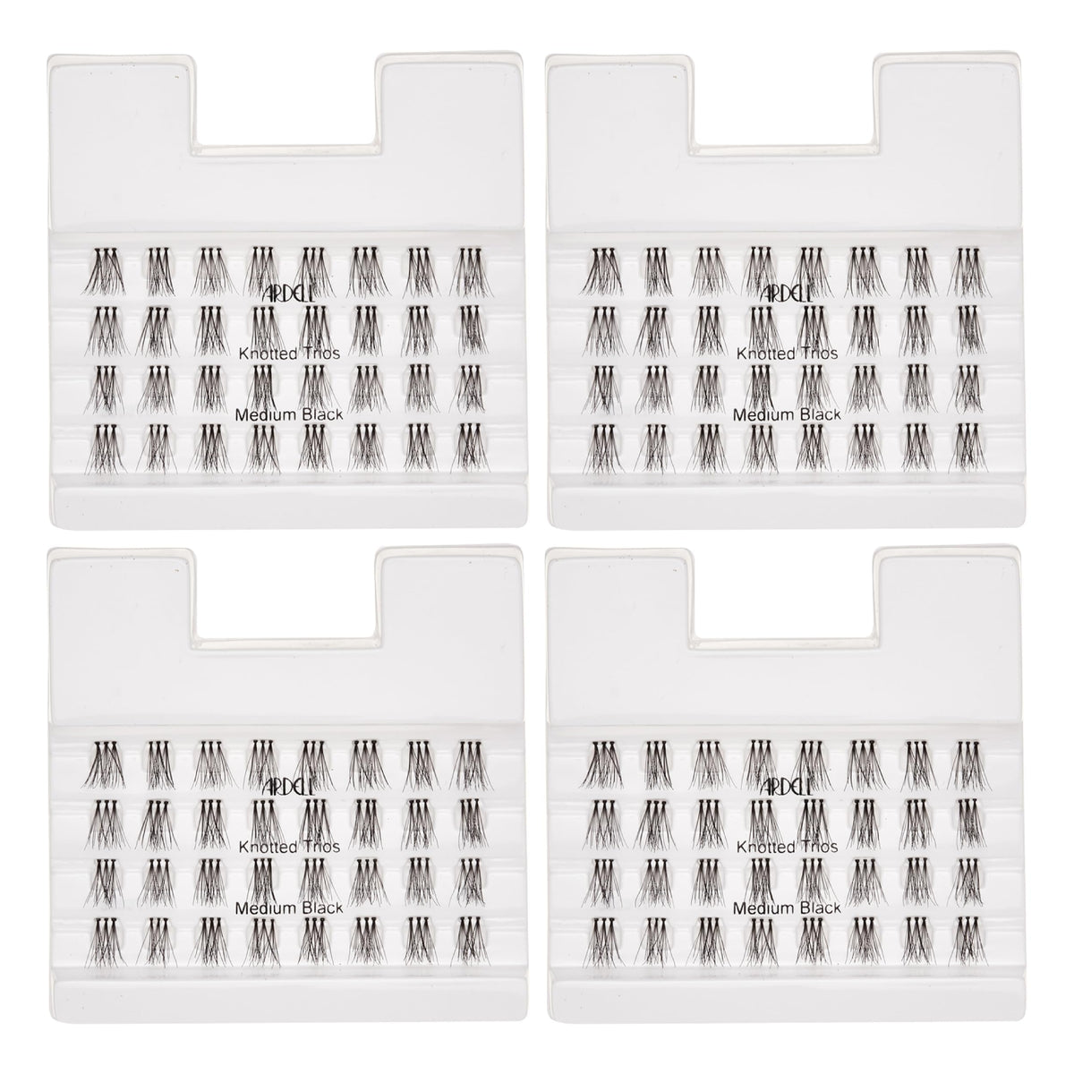 Ardell Knotted Flare Lashes Trios Lash Clusters Medium Black, 32 Ct, 4 Pack