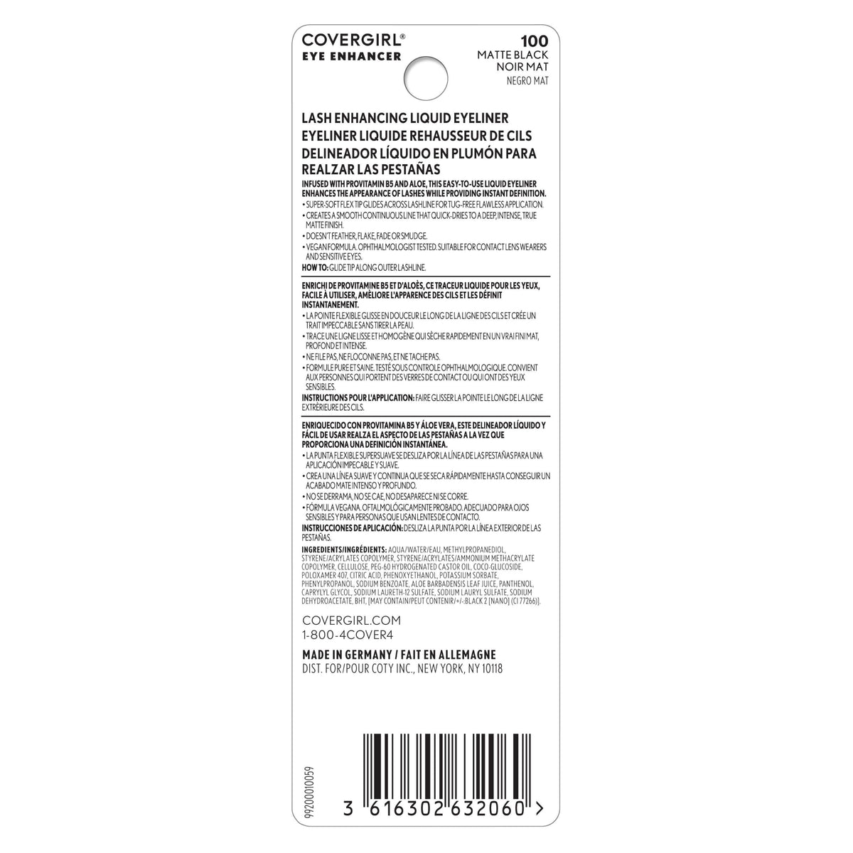 COVERGIRL Eye Enhancer Lash Enhancing Liquid Eyeliner - 100 - Matte Black, 0.3oz