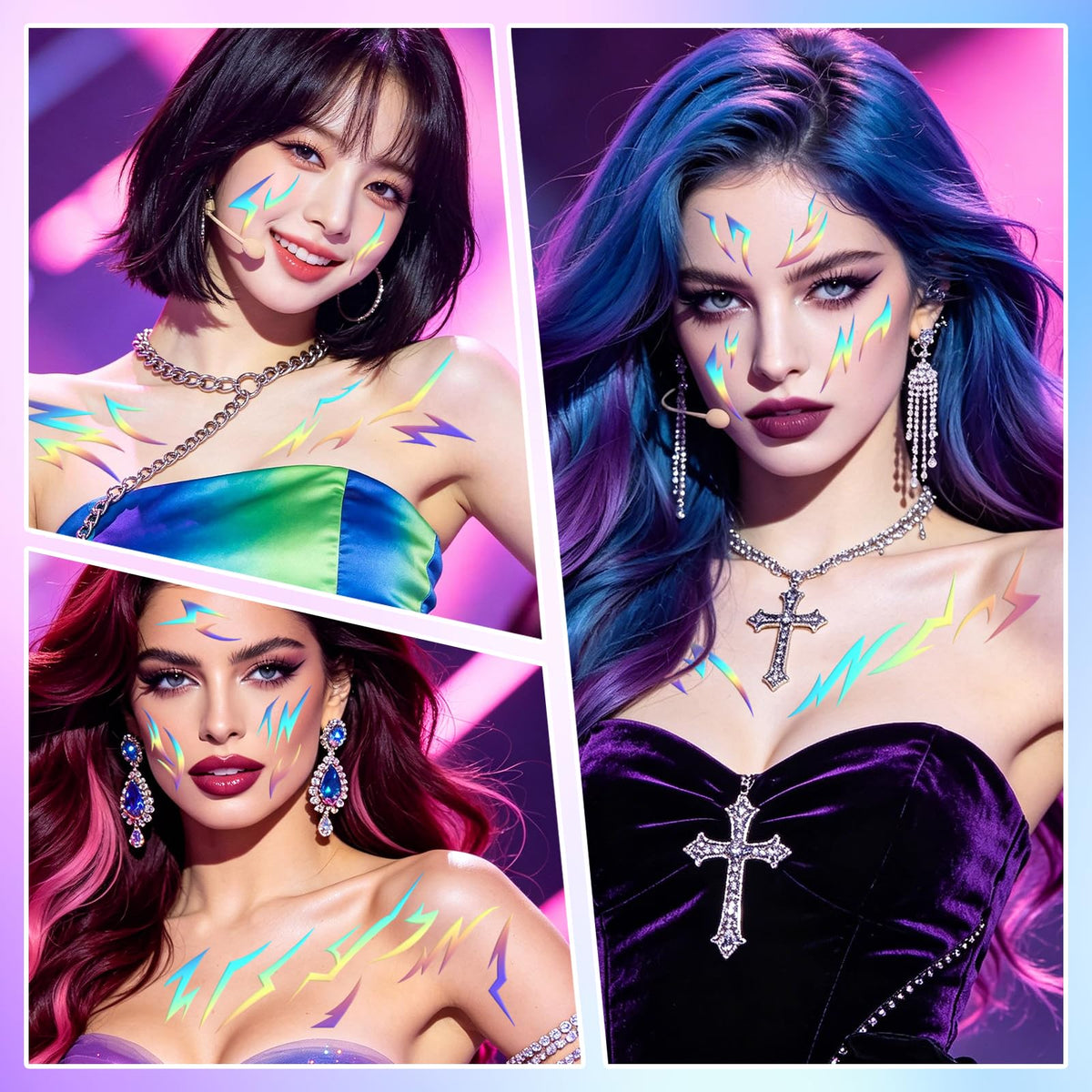 Fantasy Demon Mark Temporary Tattoos, 3 Sheets Waterproof Body Art Stickers for Kids & Adults, Party Favors & Birthday Decorations for Halloween, Cosplay, Festivals and Photo Shoots