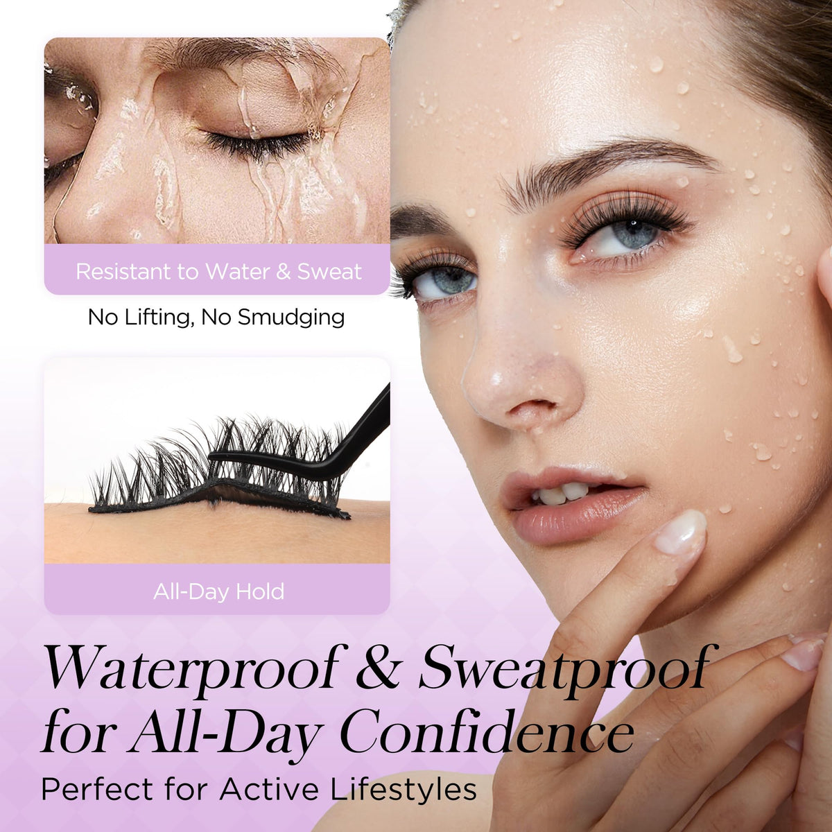 BEYELIAN Self Adhesive Eyelashes, Pre Glued Wispy False Lashes Strip Lash
