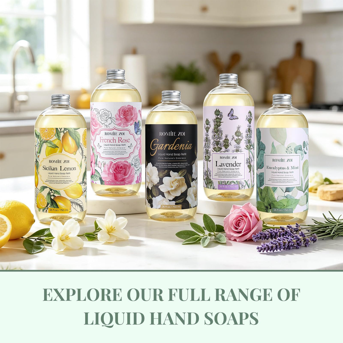 ROMIIE ZOI Liquid Hand Soap Refill, Eucalyptus & Mint, 750ml/26 FL OZ