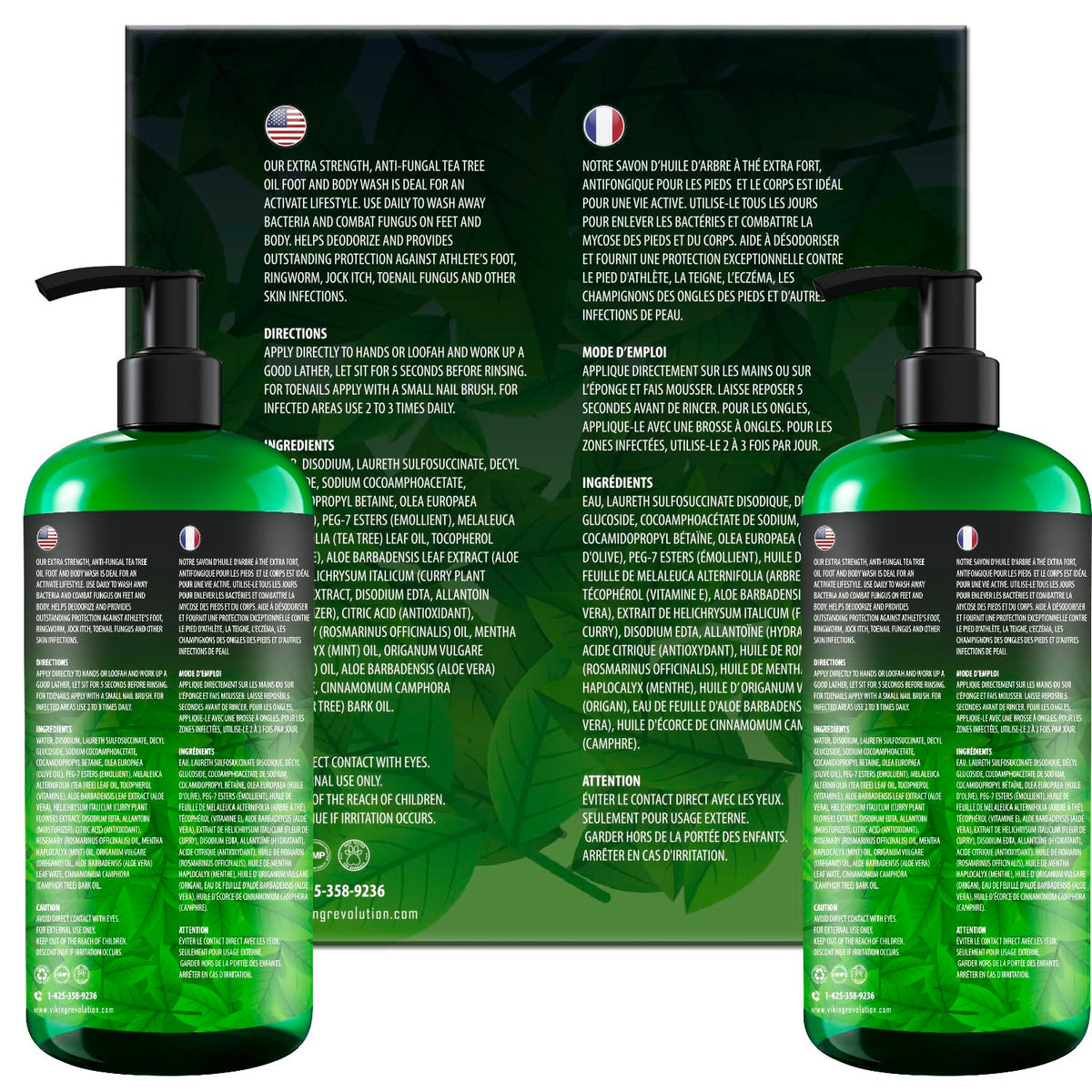 Viking Revolution Men's Body Wash - Tea Tree Oil - 12 oz (2 Pack)