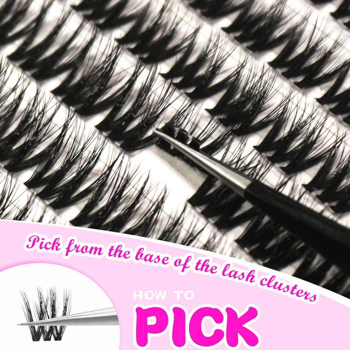 GAQQI Lash Clusters,Wispy Volume Eyelash Clusters 10-14mm,110PCS,3D-GQ08