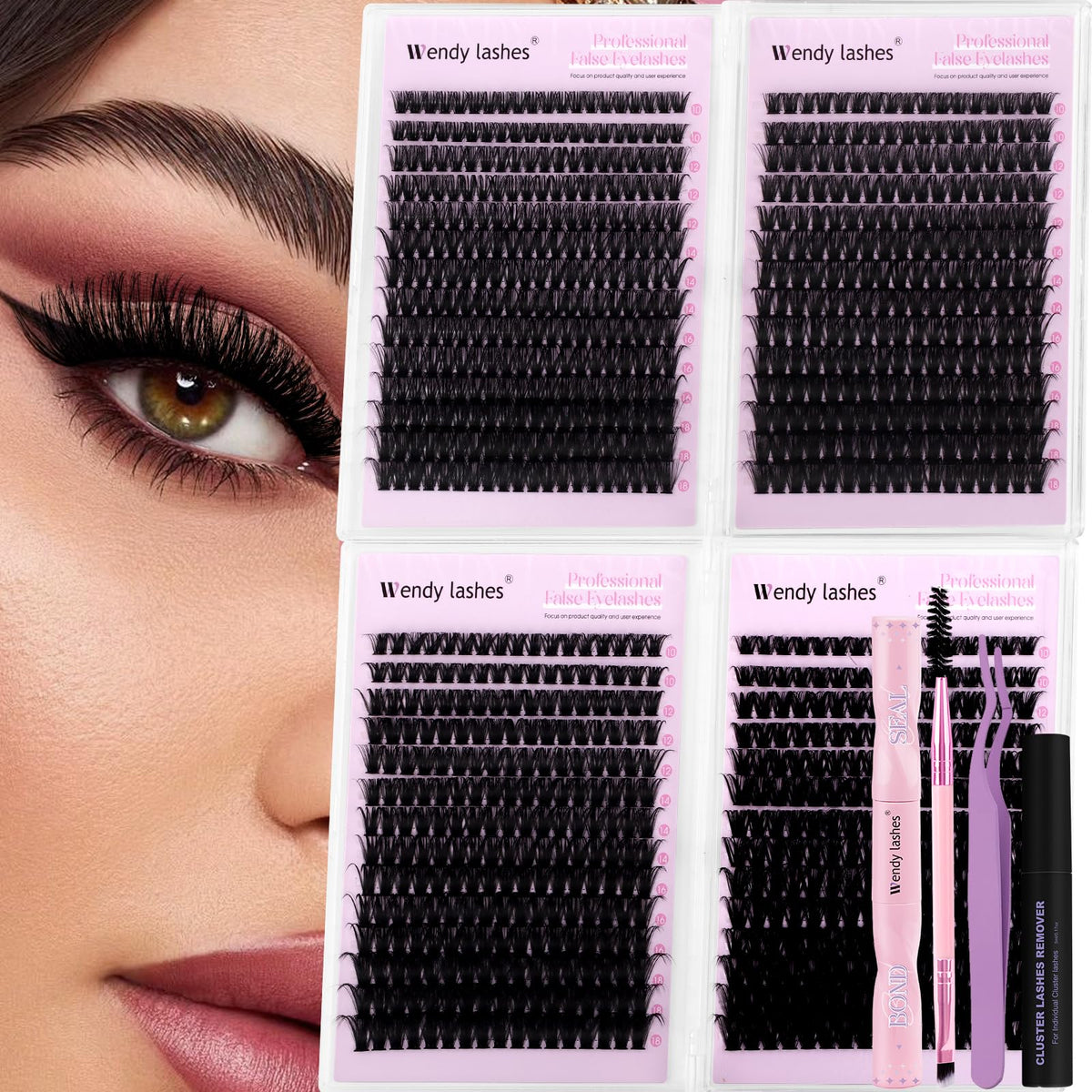 WENDY LASHES Clusters Kit D Curl DIY Eyelash Fluffy Lash Clusters