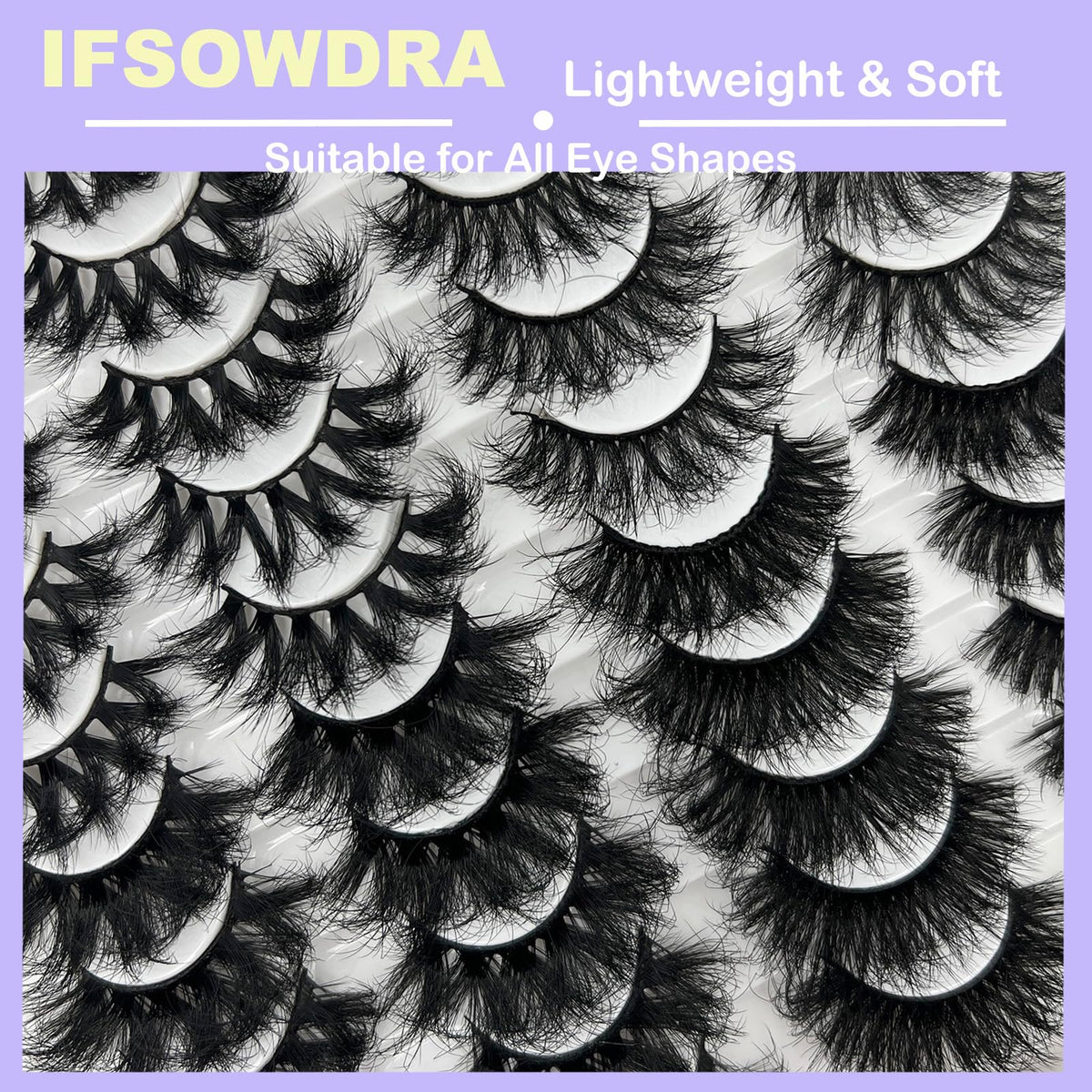 IFSOWDRA Mink Lashes Strip D Curl Volume 25mm Long Dramatic Eyelashes Pack