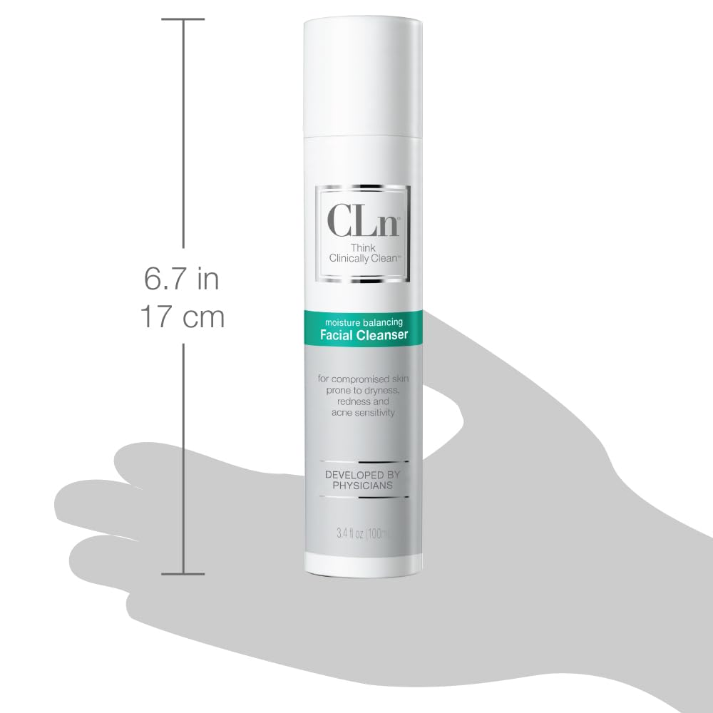 CLn® Facial Cleanser - Hydrating Facial Cleanser with Glycerin, For Skin Prone to Dryness, Eczema, Redness, Irritation & Acne Sensitivity, Fragrance-Free & Paraben-Free, 3.4 fl. oz.