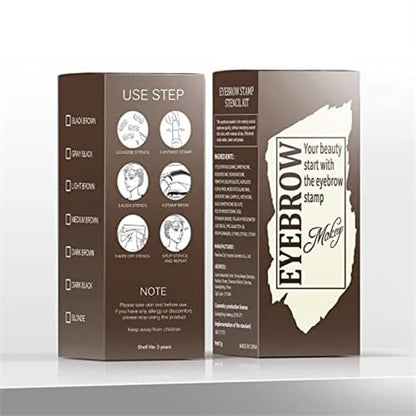 Eyebrow Stamp, Eyebrow Stencil Kit, Smudge-Proof Waterproof, Medium Brown