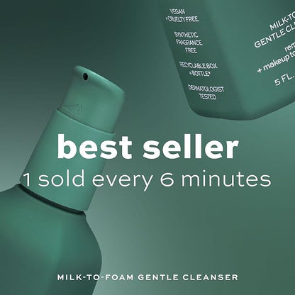 ITK Skincare 2-in-1 Milk-To-Foam Gentle Cleanser - Effective Face Wash + Makeup Remover with Vitamin B5, Pineapple + Coconut Enzymes for Radiant Skin - Cleanse, Remove Excess Makeup + Moisturize Skin