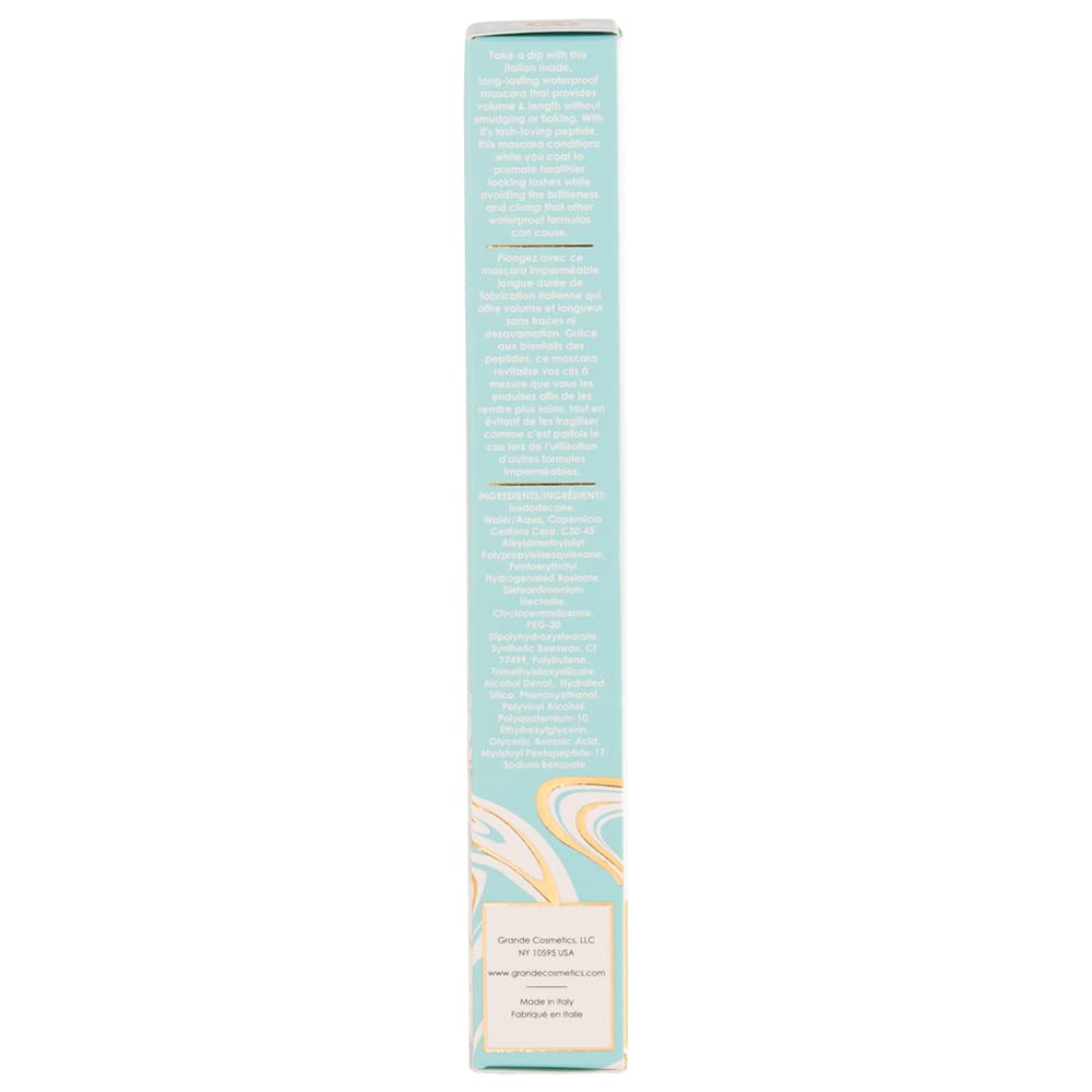 Grande Cosmetics GrandeMASCARA Waterproof Peptide Mascara, Black, 0.2 oz
