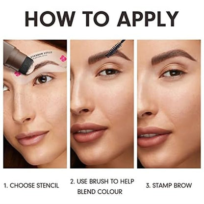 Eyebrow Stamp, Eyebrow Stencil Kit, Smudge-Proof Waterproof, Medium Brown