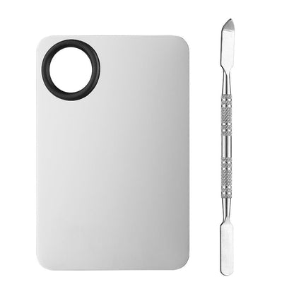 Stainless Steel Makeup Palette with Spatula，Cosmetic Mixing Palette for Foundation, Concealer & Nail, Professional Beauty Tool for Makeup Mixing & Application