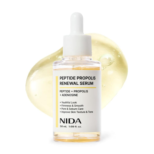 NIDA Peptide Propolis Renewal Serum | Peptide Complex, Propolis Extract, Adenosine | Youthful Look, Wrinkles, Fine Lines, Pore & Sebum Care | 1.69 fl.oz., 50ml