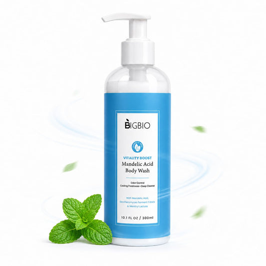 BIGBIO Mandelic Acid AHA Body Wash, Men Women, Mint Scent 10.1oz