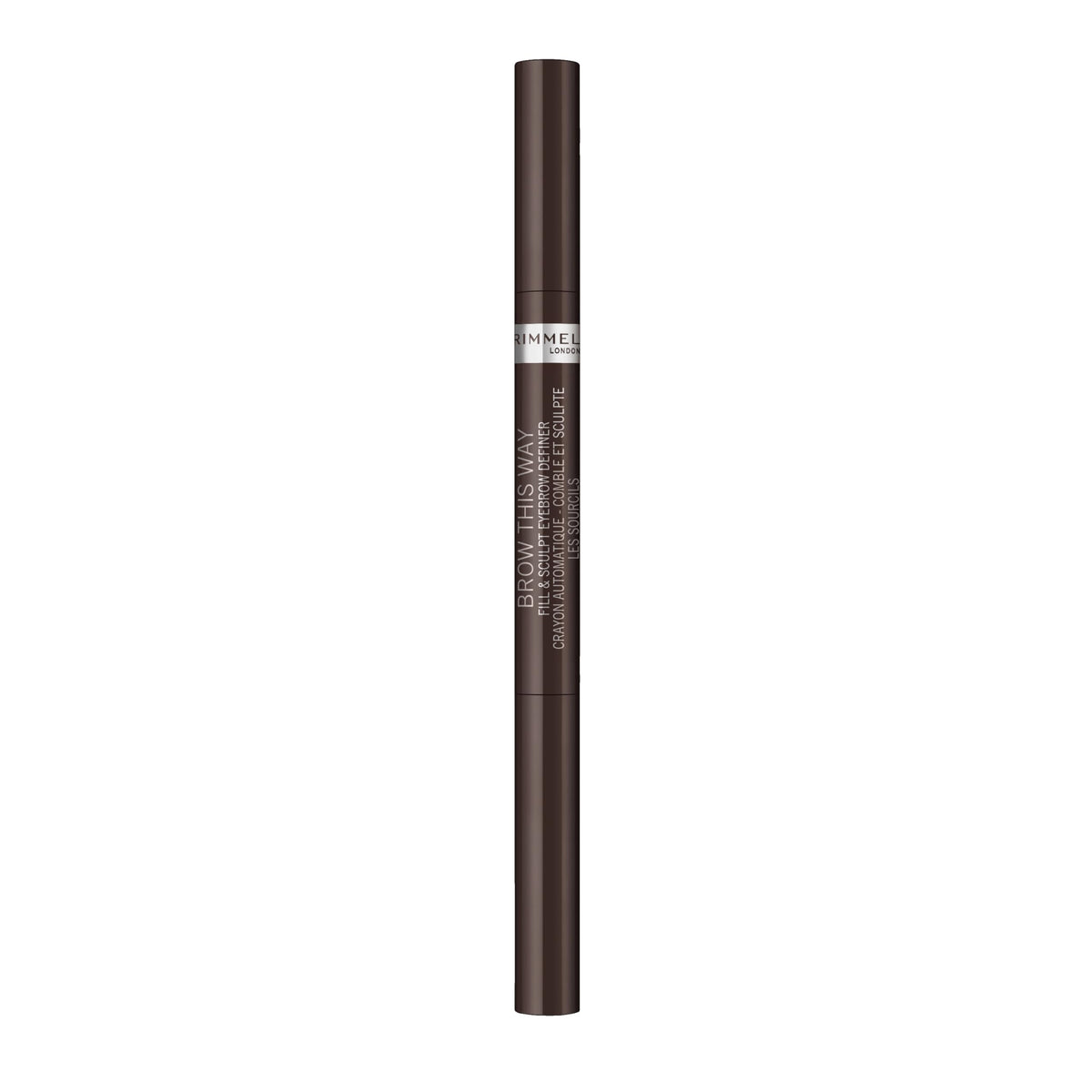 Rimmel Brow This Way Fill & Sculpt Eyebrow Definer, 003 Dark Brown, Double Ended Brow Pencil, Defines & Sculpts Brows, Lasts All Day, Vegan Formula, 0.01 oz