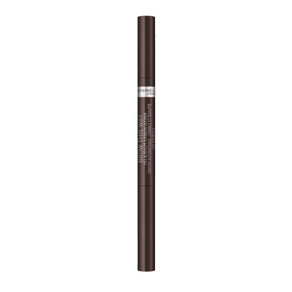 Rimmel Brow This Way Fill & Sculpt Eyebrow Definer, 003 Dark Brown, Double Ended Brow Pencil, Defines & Sculpts Brows, Lasts All Day, Vegan Formula, 0.01 oz