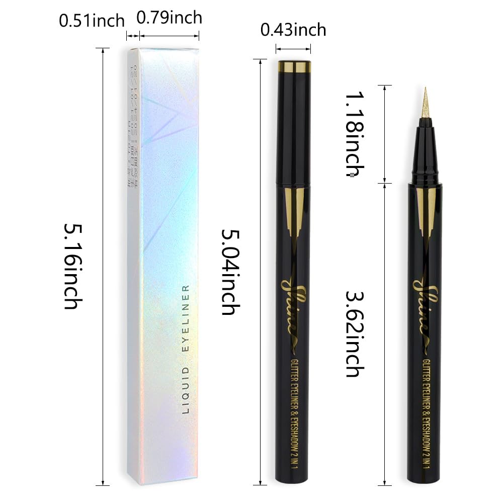 evpct 1Pcs Silver Glitter Sparkling Liquid Eyeliner, Metallic Shimmer Light Silver Eyeliner Liquid Eye Liner Eyeshadow Pencil Face Body Glitter Makeup, Longwear Waterproof, Fake Eyelashes Mascara