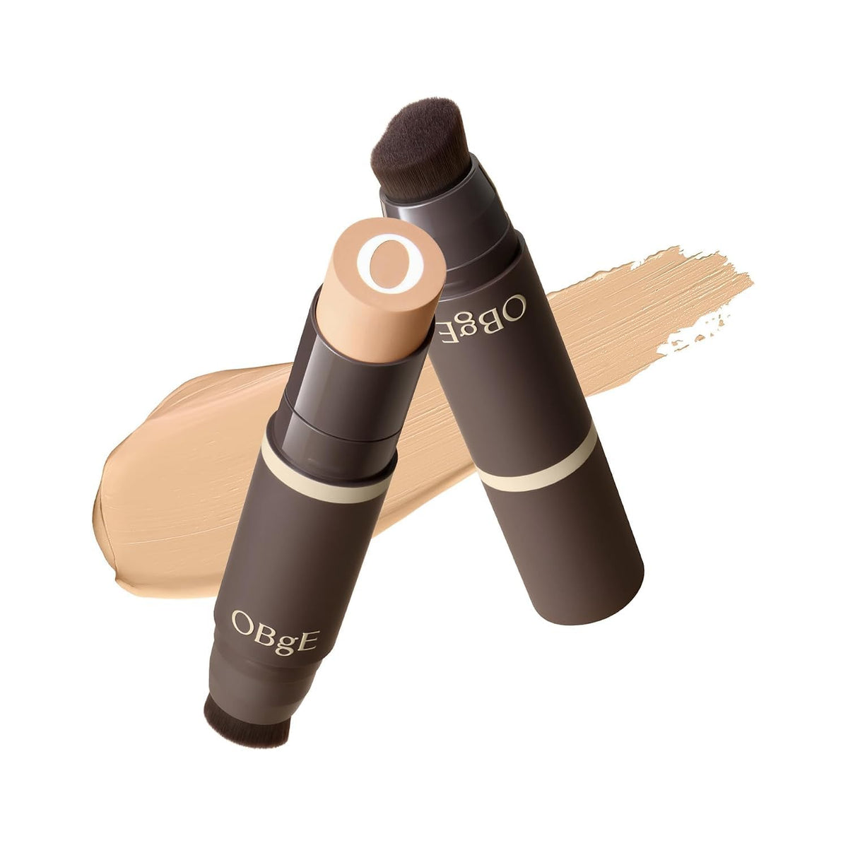 OBgE Natural Foundation Stick High Coverage with Brush #2 Beige, 0.49oz