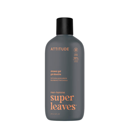 ATTITUDE Men's Body & Face Wash, Patchouli & Bourbon, EWG Verified, 14 Oz