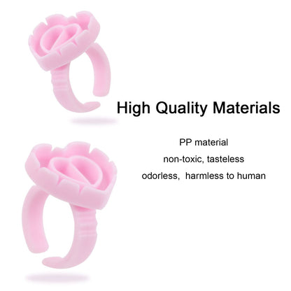 ZXMFDZ 100PCS Glue Rings Lash Rings for Glue, Pigment Rings for Eyelash Extensions Eyelash Glue Holder Lash Glue Ring Smart Disposable Cups Pink
