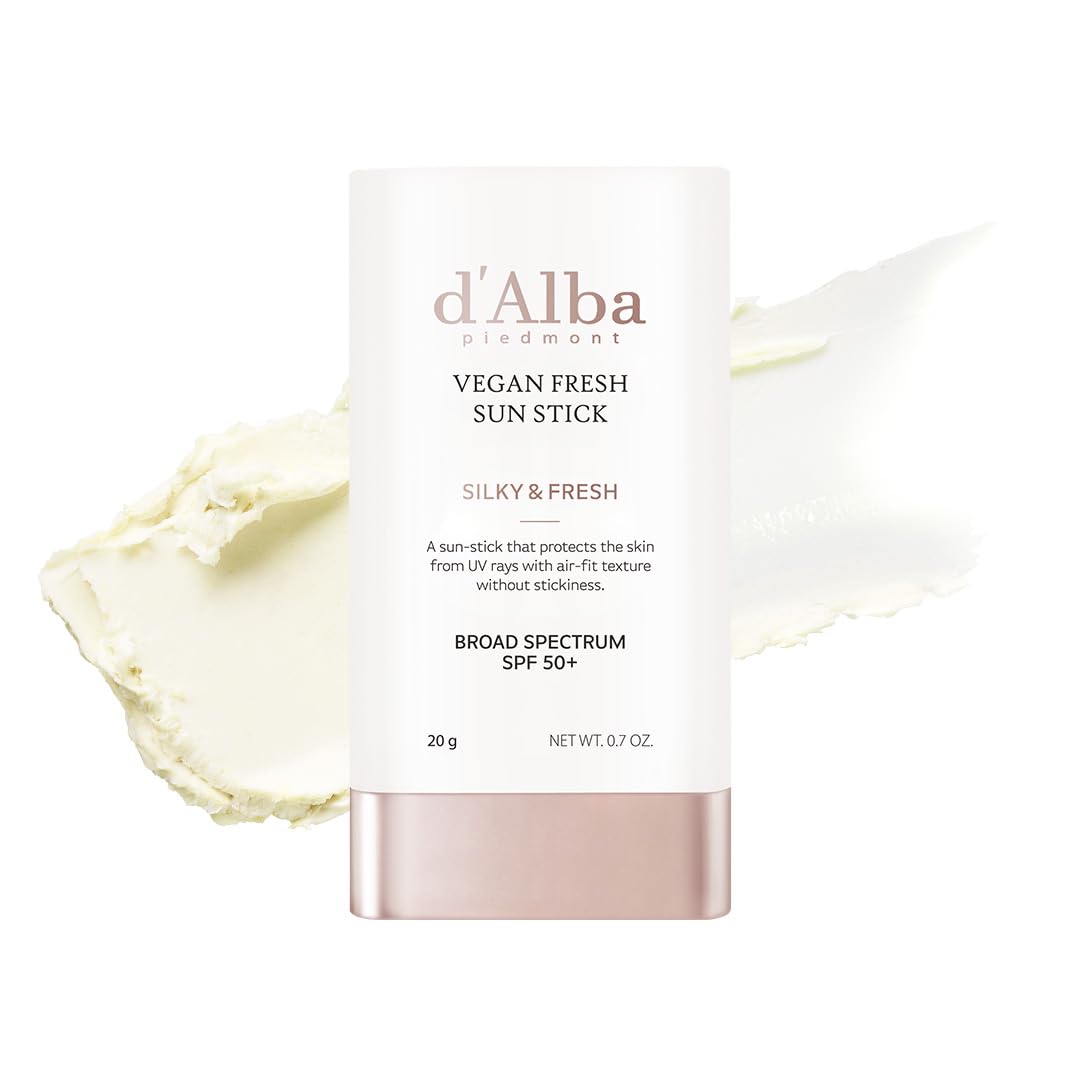 d'alba Piedmont Air Fit Fresh Sun Stick, OTC BROAD SPECTRUM SPF 50+, Non-Sticky On-the-Go Sun Protection, Outdoor Essential Vegan Sun Stick, Silky & Fresh, Korean Skin Care (0.7 Oz.)