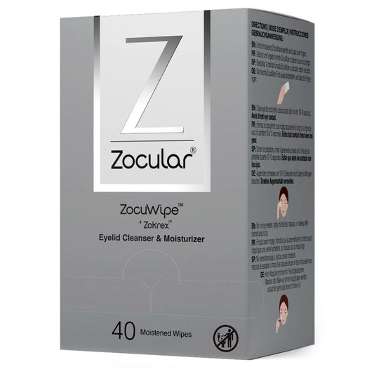 Zocular Zocuwipe Eyelid Wipes, Gentle Cleansing & Moisturizing, 40 Count