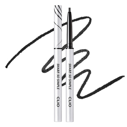 CLIO Sharp So Simple Waterproof Pencil Liner, 2mm Ultra-Slim Thin Precision Tip, Tug Free Glide, Smudge Proof Long Wear Formula, Safe for Sensitive Eyes, Easy Control For Daily Makeup (001 Black)