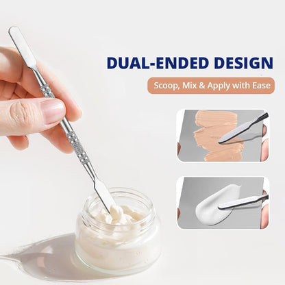 Stainless Steel Makeup Palette with Spatula，Cosmetic Mixing Palette for Foundation, Concealer & Nail, Professional Beauty Tool for Makeup Mixing & Application