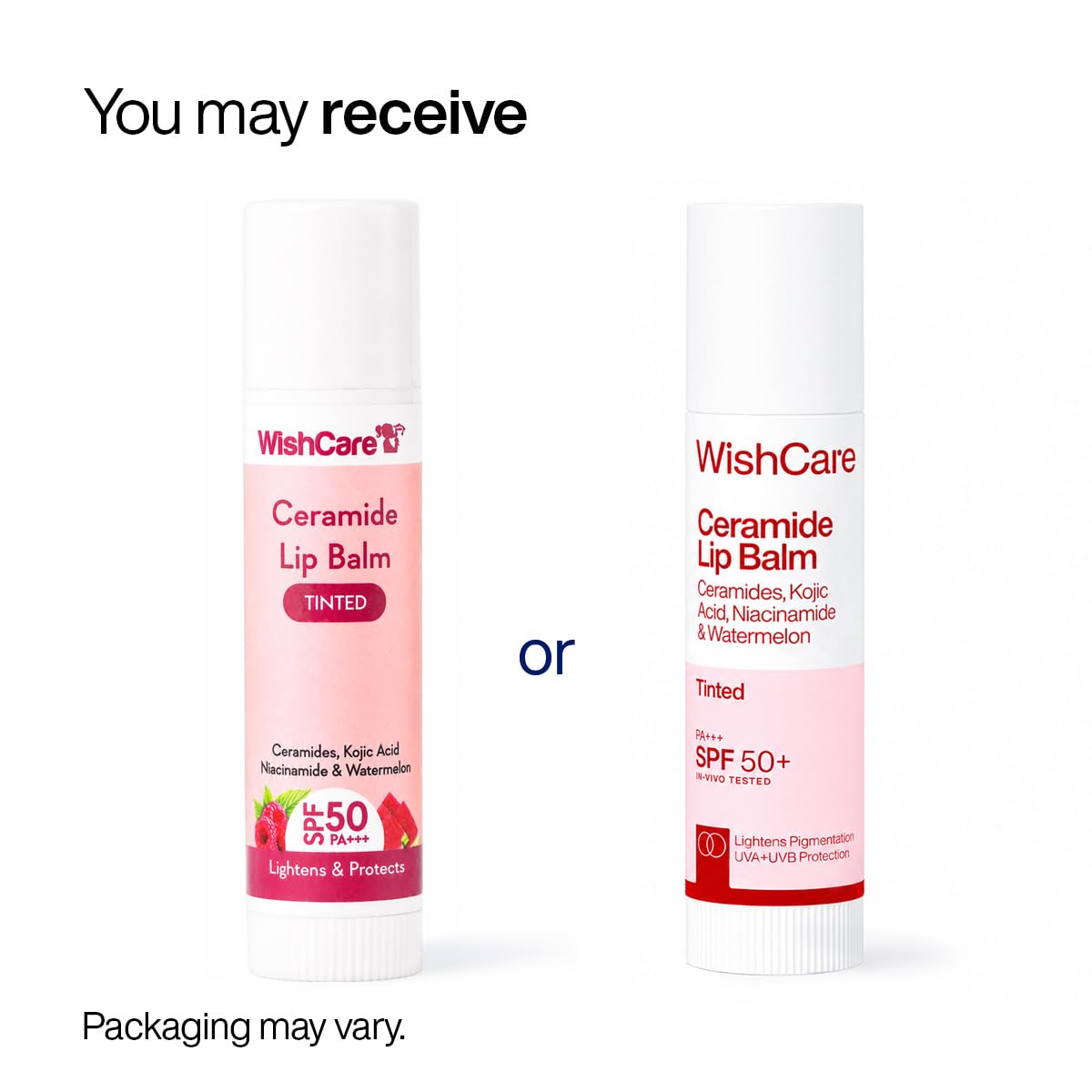 WishCare Tinted Lip Balm with SPF 50 PA+++ – Enriched with Niacinamide, For Women, 5g