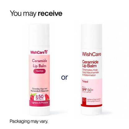 WishCare Tinted Lip Balm with SPF 50 PA+++ – Enriched with Niacinamide, For Women, 5g