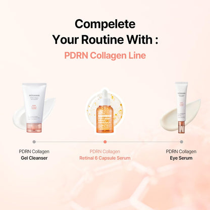 mixsoon PDRN Collagen Retinal 6 Capsule Serum, Retinal Copper Peptides Serum With Niacinamide, Firming Serum for Fine Lines & Texture Care, 30ml / 1.01 Fl. Oz Korean Glass Skin Care