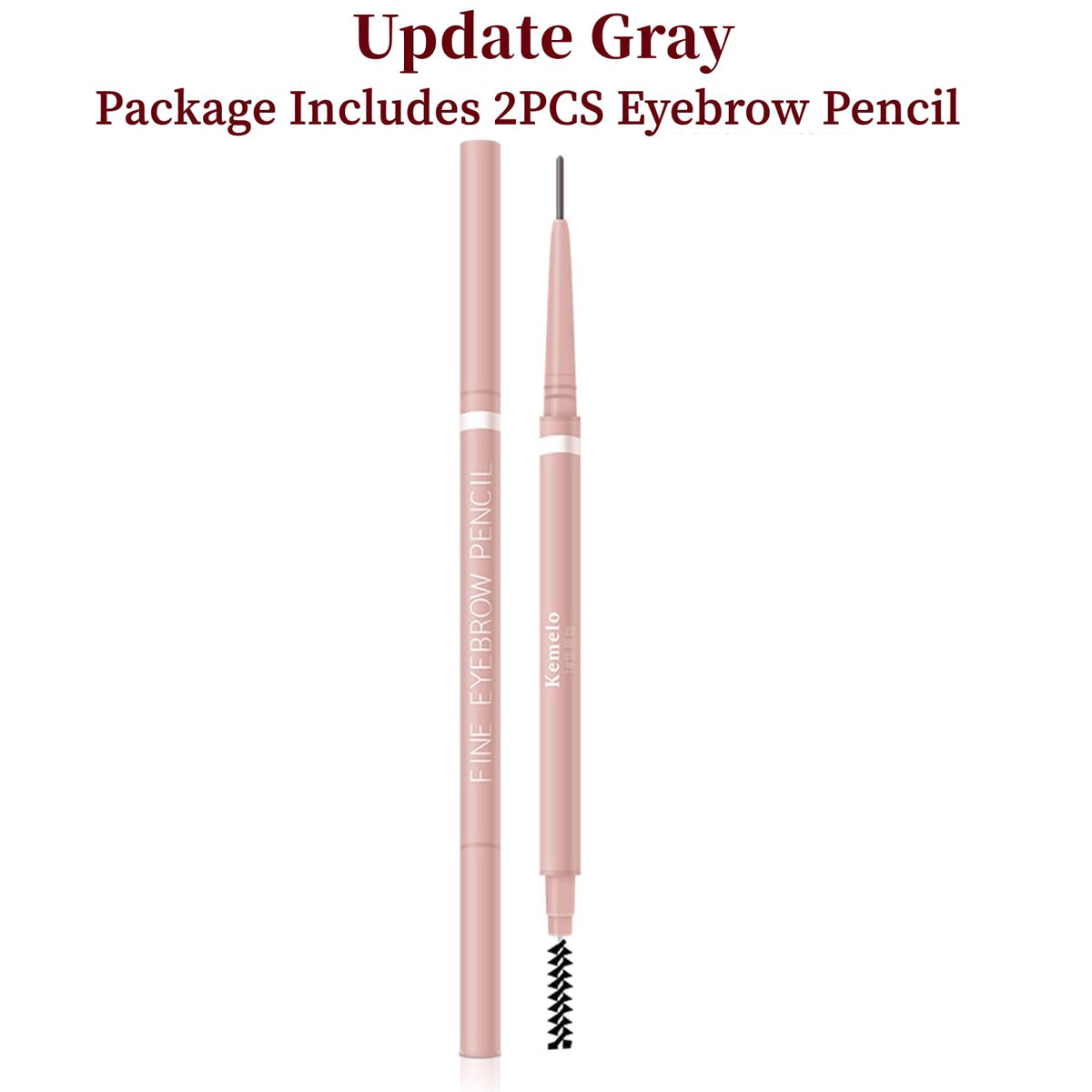 Grey Eyebrow Pencil,2Pcs Professional Micro Brow Pencil with Spoolie Brush