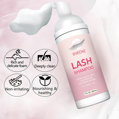 SVECKE Peach Lash Shampoo Kit, Eyelash Extension Cleanser