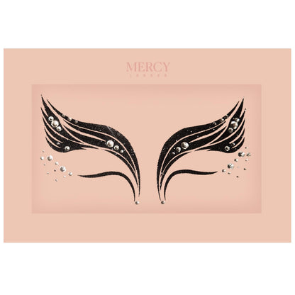 MERCY LONDON Black Swan Face Jewels Ballet Costume Accessories Face Gems Jewels All In One Headpiece Stick On