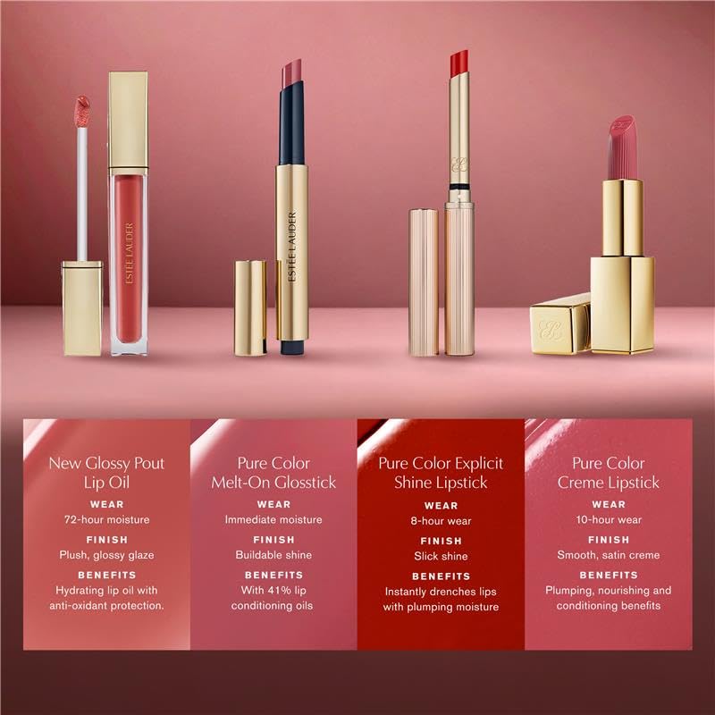 Estée Lauder Glossy Pout Lip Oil | Plumping & Moisturizing with a Sheer Tint | Includes Hyaluronic Acid + Vitamin E, 03 Rose Water