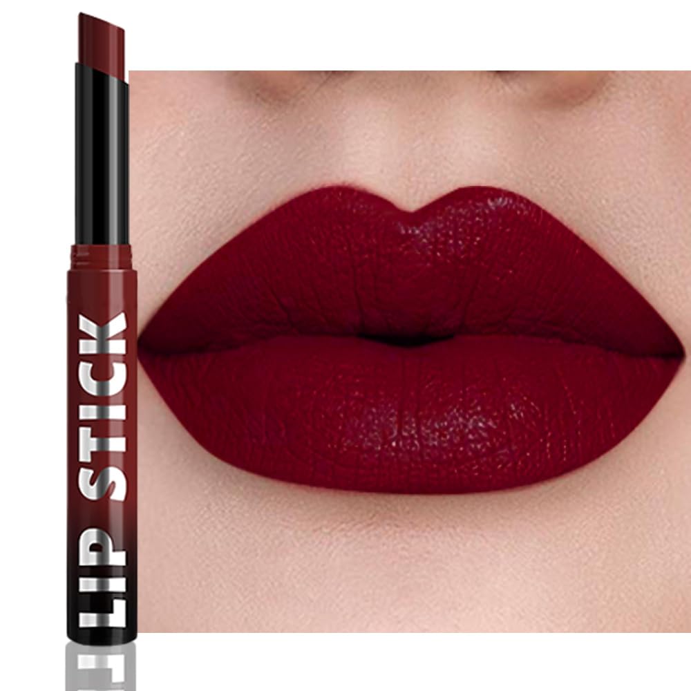 IATMOMOD Maroon Red Matte Lipstick for Women Mature, Long Lasting Waterproof Transfer-Proof Vegan Lip Bar, 24 Hours Moisturizing Natural Lip Stain, All-Day Lip Color M07#