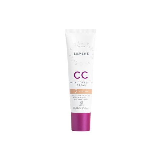 Lumene Color Correcting CC Cream - Lightweight Foundation - Medium Coverage - Redness Reducing Face Makeup for a Glowing Complexion - Vegan Formula + Suitable for All Skin Types - Medium (1 fl oz)