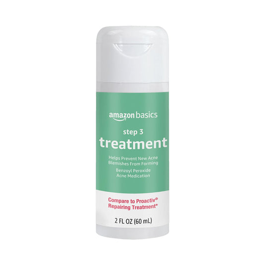 Amazon Basics 3-Step Acne Remedy System Treatment with 2.5% Benzoyl Peroxide for Breakouts and Blemish Treatment, 2 Fluid Ounces, 1-Pack